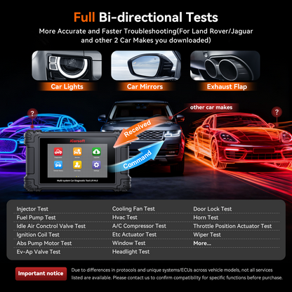 iCarsoft LR V4.0 Felkodläsare för LandRover & Jaguar + 2 märken | WiFi & 5" Touchskärm