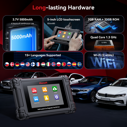 iCarsoft DE V4.0 – Professionell Felkodsläsare för Tyska Bilmärken - BMW, Mercedes, Audi, VW, Porsche m.fl.