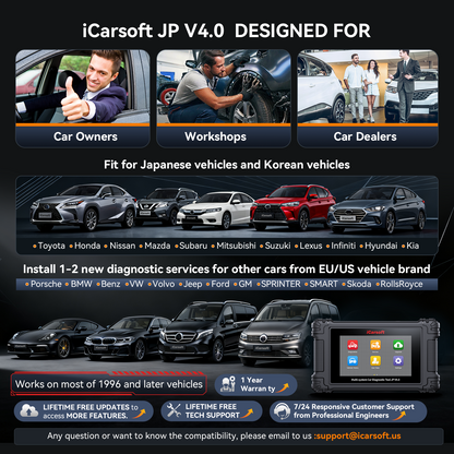 iCarsoft JP V4.0 Diagnosverktyg för Toyota, Lexus, Scion, Honda, Acura, Nissan, Infiniti, Nissan GTR, Mazda, Mitsubishi, Subaru, Suzuki, Hyundai, Kia, Isuzu, Daewoo WIFI | 5" Touchskärm