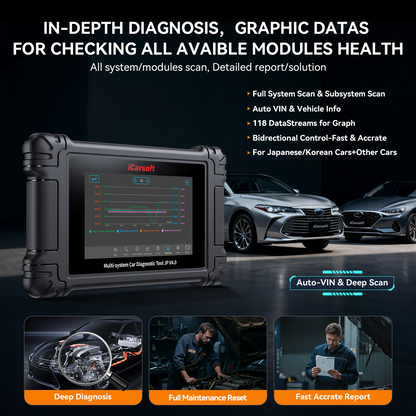 iCarsoft JP V4.0 Diagnosverktyg för Toyota, Lexus, Scion, Honda, Acura, Nissan, Infiniti, Nissan GTR, Mazda, Mitsubishi, Subaru, Suzuki, Hyundai, Kia, Isuzu, Daewoo WIFI | 5" Touchskärm
