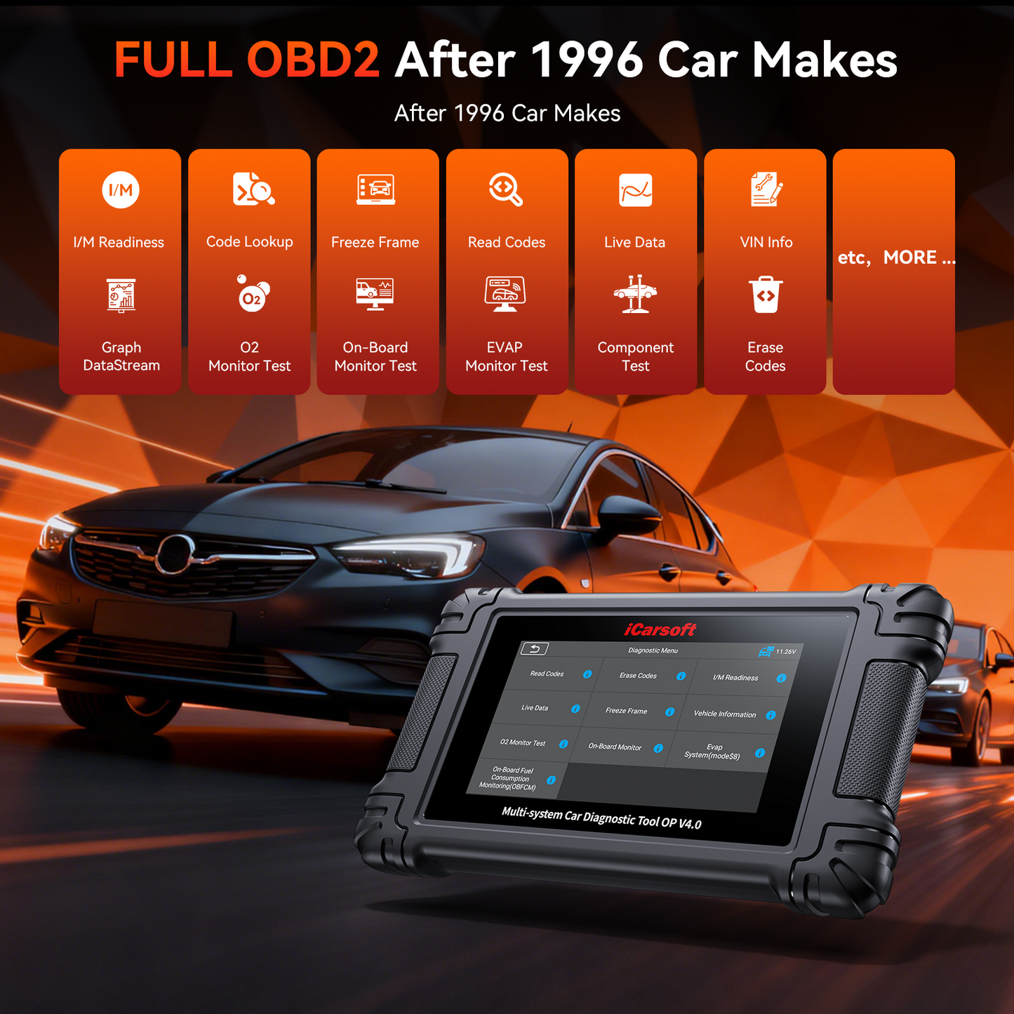iCarsoft OP V4.0 dubbelriktat diagnostikverktyg för Vauxhall/Opel + 2 valfri bilmärken