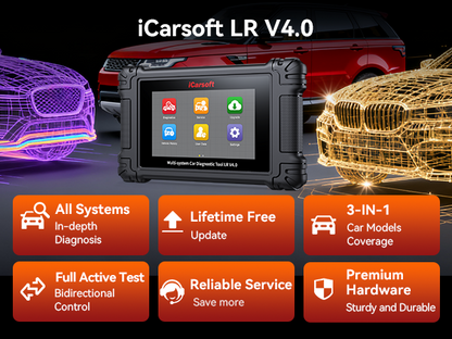 iCarsoft LR V4.0 Felkodläsare för LandRover & Jaguar + 2 märken | WiFi & 5" Touchskärm