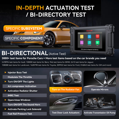 iCarsoft POR V4.0 Porsche + 2 valfri bilmärken | diagnosverktyg felkodsläsare WIFI | 5" Touchskärm