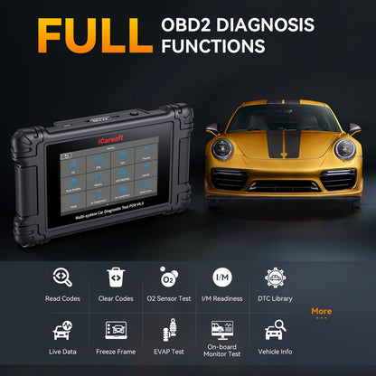 iCarsoft POR V4.0 Porsche + 2 valfri bilmärken | diagnosverktyg felkodsläsare WIFI | 5" Touchskärm